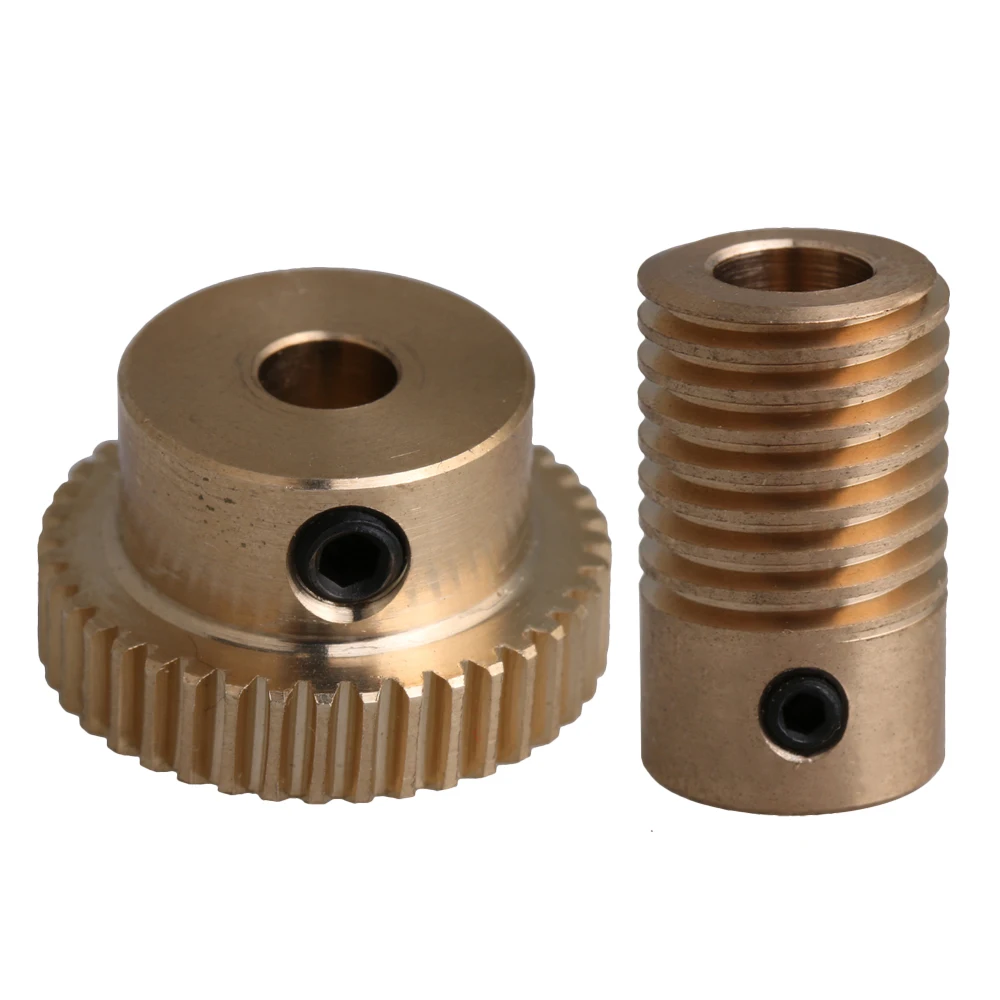 CNBTR 0.5 Modulus 40 Teeth Brass Worm Gear Wheel & 6mm Hole Dia Worm