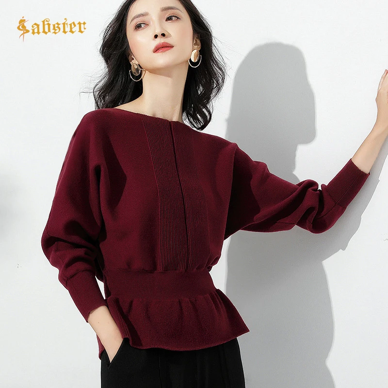 

2018 Autumn Winter Knitted Jumper Women Sweaters And Pullovers Female Pull Femme Sexy One Shoulder Women Sweater kz412