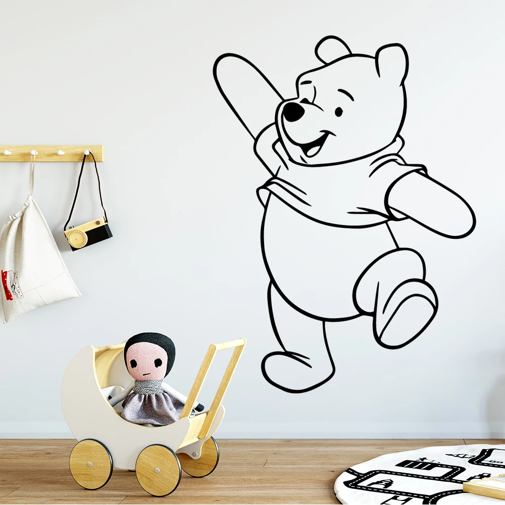 Современные наклейки на стену в виде медведя для детской комнаты, Виниловые Наклейки для декора комнаты, настенные наклейки, стикеры на стену