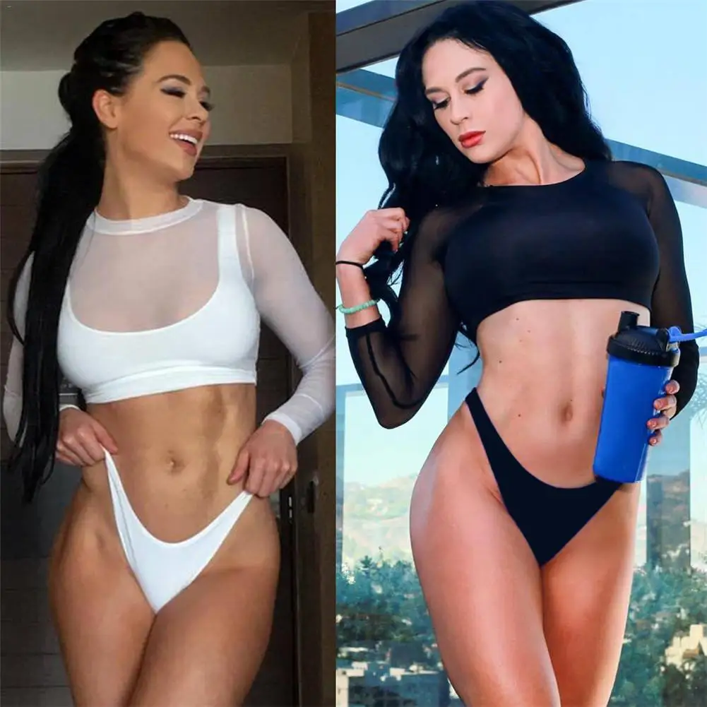 

Sexy Long Sleeve Bikini Swimwear High Waist Swimsuit Black And White Color Sexy&Hot Style Bikinis Set For Summer Beach Cover