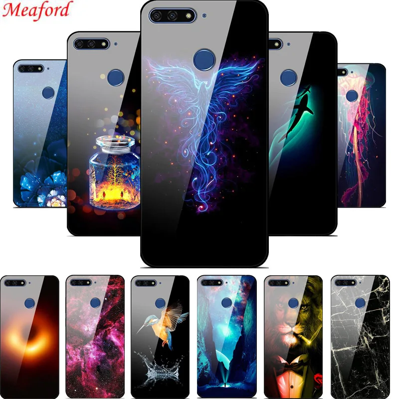 

Honor 7C Case 5.7 inch Luxury Glass Hard Back Cover For Huawei Honor 7C AUM-L41 Case Russia Honor7C TPU Frame On Honor 7 C Case