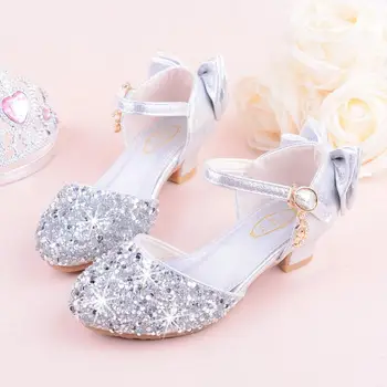 

KKABBYII 2019 New Girls Shoes Children Sandals Pu Leather Princess Toddler For Spring Footwear With Bows Soft Pink Wedding Shoes