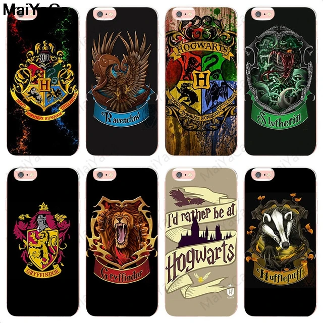 

MaiYaCa Harry potter Gryffindor Hufflepuff for iPhone 4S SE 5C 5S 6S 7 8 Plus X XR XS MAX Phone Cases transparent Soft TPU Cover