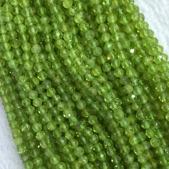

Natural Genuine Green Peridot Faceted Small Round Loose Beads 2-4mm 15" 05405