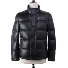 YOLANFAIRY, мужская куртка из натуральной кожи, овечья кожа, гусиный пух, зимняя теплая Толстая куртка, Piumino Uomo13-H16# MF378