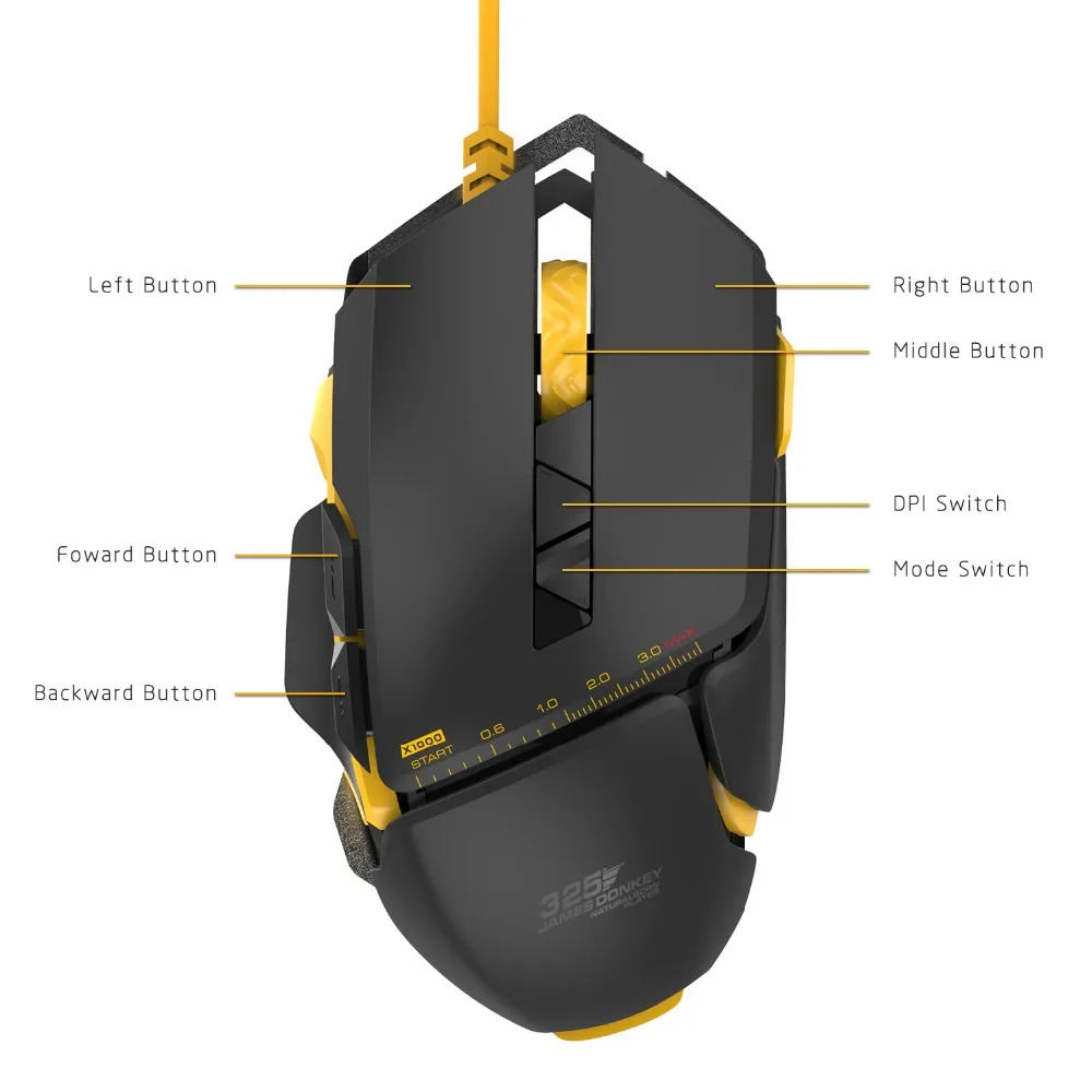 James Donkey 325S оптическая USB Проводная профессиональная игровая мышь с 4 регулируемыми уровнями RGB светодиодный подсветка ZF переключатель игровой мыши для Mac PC CS