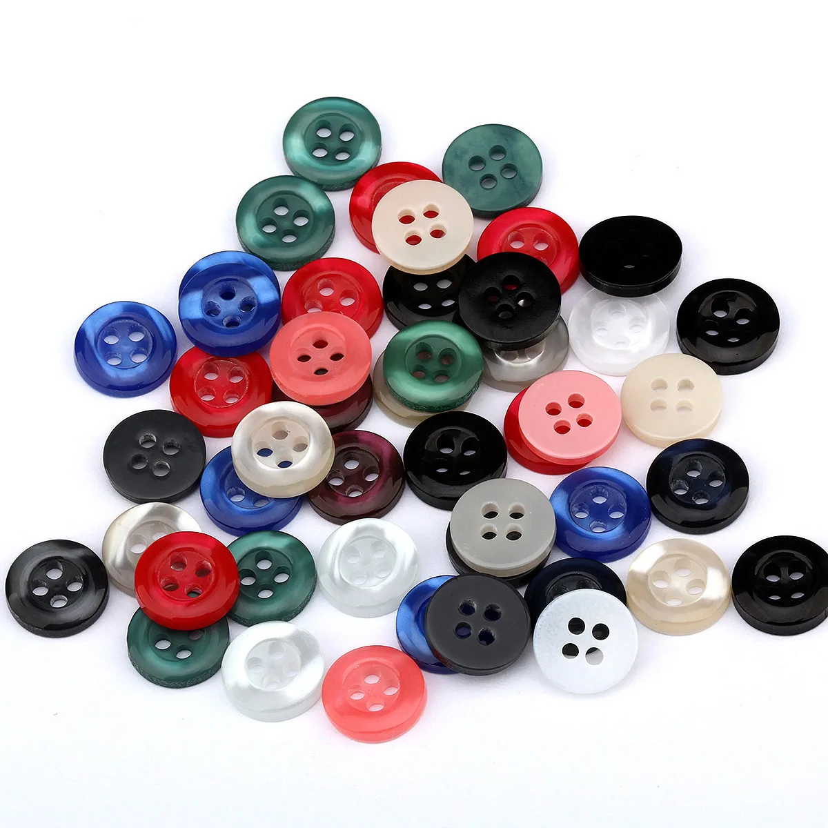 500Pcs/11 Color Simple Pearlescent Resin Button Clothing Accessories Shirt Four Eye Button