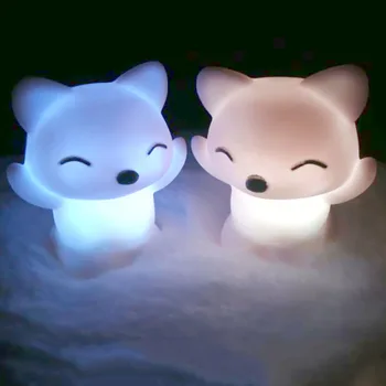 

LED Night Light 7 Changing Colors Lovely Fox Shape LED Light Button Battery Home Decoration