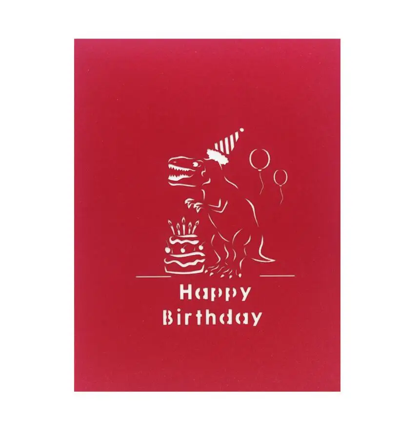  10pcs Cap Dinosaur Handmade Kirigami Origami 3D Pop UP Greeting Invitation card For Wedding Birthda - 33034938554