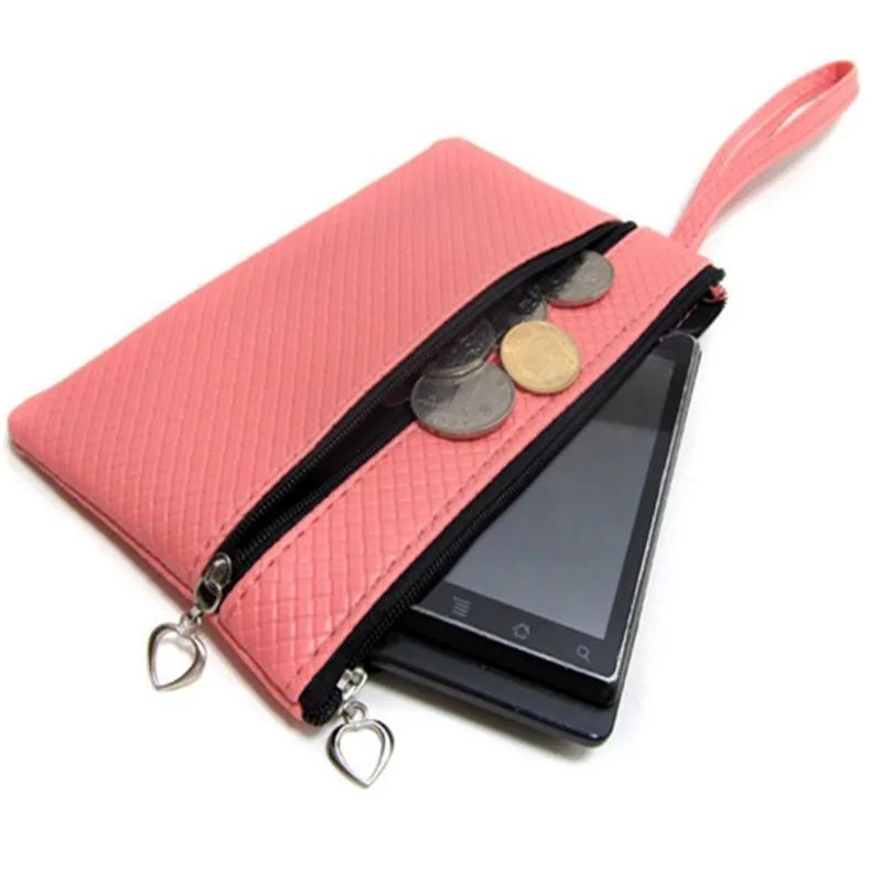 New Colorful Pu Leather coin purse Wallet Card Bag phone holder Hand Holding Key Bag Wholesale ...