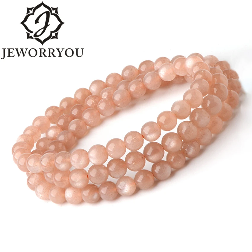 

Sunstone Natural Stone Bracelet Femme 6mm Round Wrap Crystal Bracelet womens Jewelry Woman Fashion Bracelets 2017