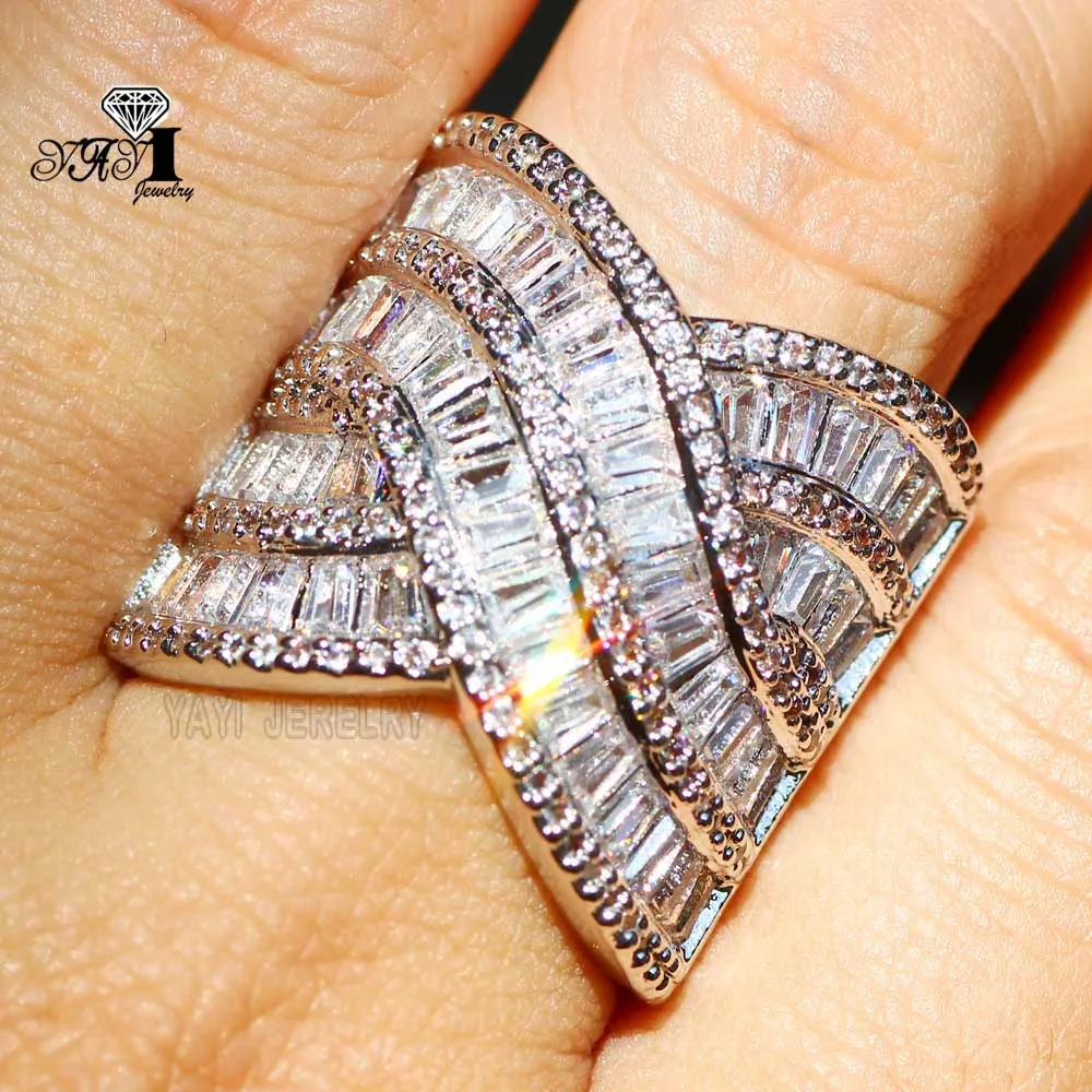 Ювелирные изделия yayi Мода Принцесса огранка 8,2 карат белый циркон серебряный цвет обручальные кольца с сердцем вечерние кольца Подарки