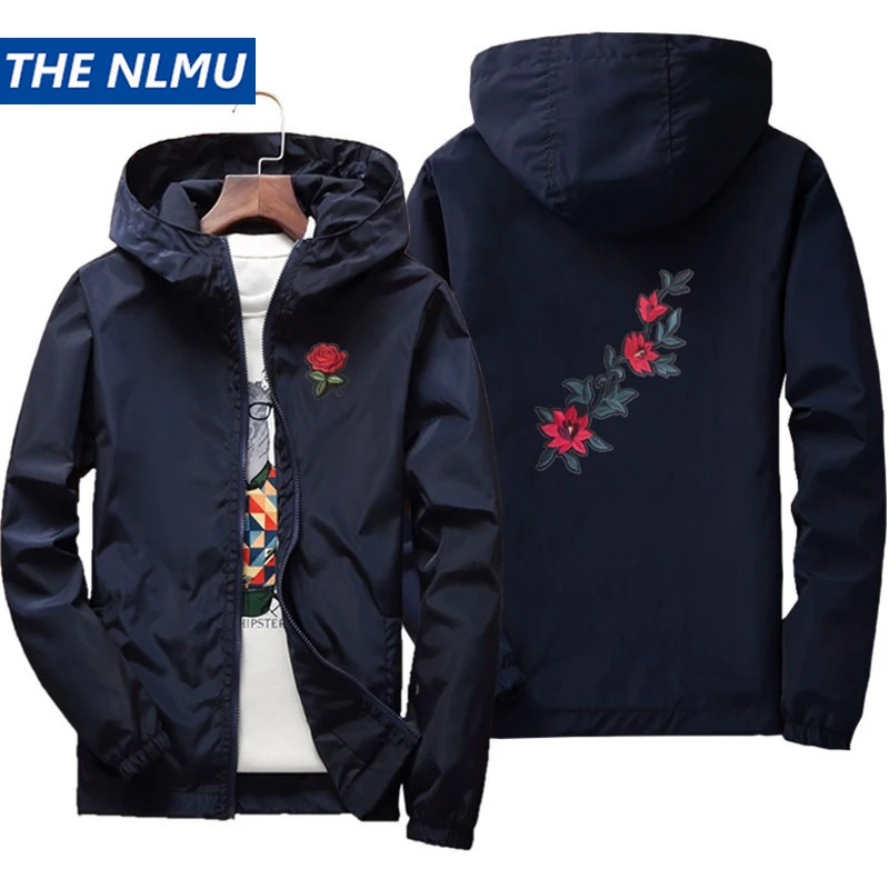 

2019 Rose Embroidery Thin Jackets Men Women Streetwear Polyester Jacket Coat Hip Hop Casual Autumn Windproof Plus Size HA71