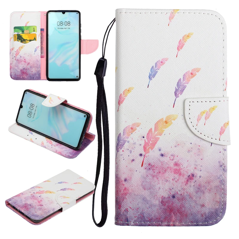 For Huawei P30 Pro Case Wallet Coloured Drawing PU Leather Magnetic Flip Cover for funda Lite Coque Capa | Мобильные телефоны и