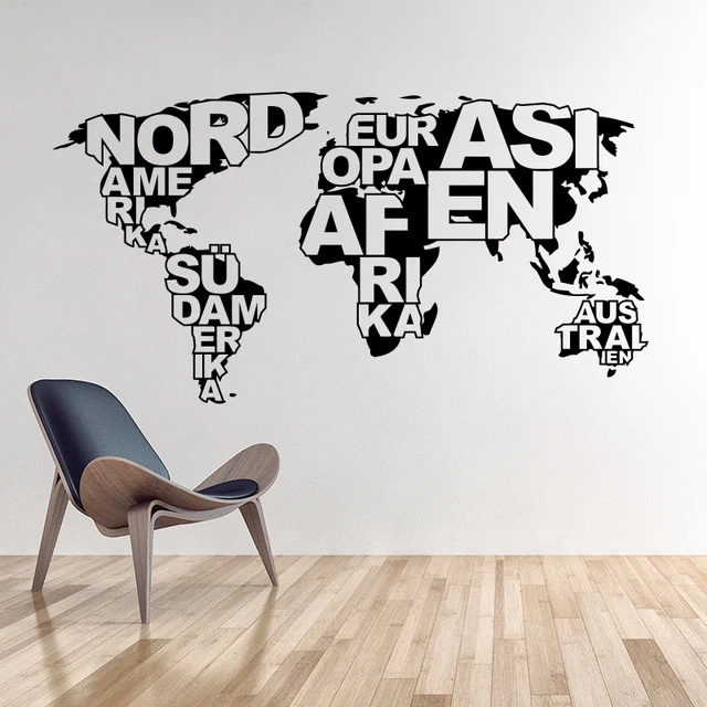 art design world map vinyl wall sticker home decoration map wall wall art design