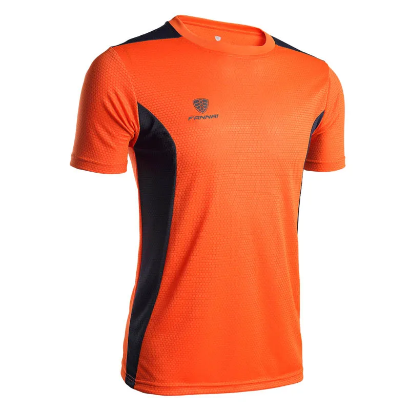 Летние мужские футболки для футбола, футболки для спортзала, футболки для футбола Camisa Masculina Maillot Foot Camisas, тонкие футболки, рубашка для бега - Цвет: FN24 Orange