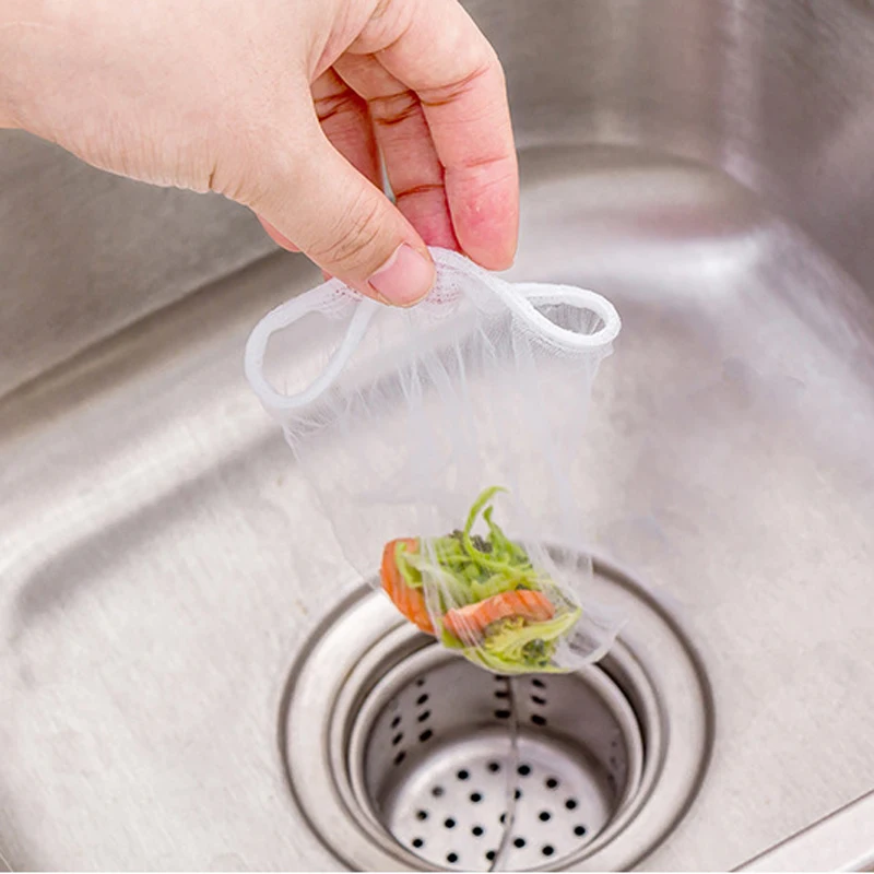 100Pcs Kitchen Nylon Sink Strainer Filter Net Water Sink Bathroom Disposable Bag 