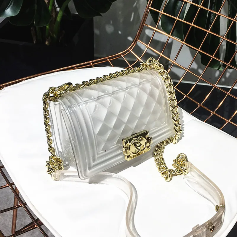 

Fashion Diamond Lattice Jelly Bags Chain Panelled Shoulder Messenger Bag Quality Women Famous Design Channels Handbags and Purse