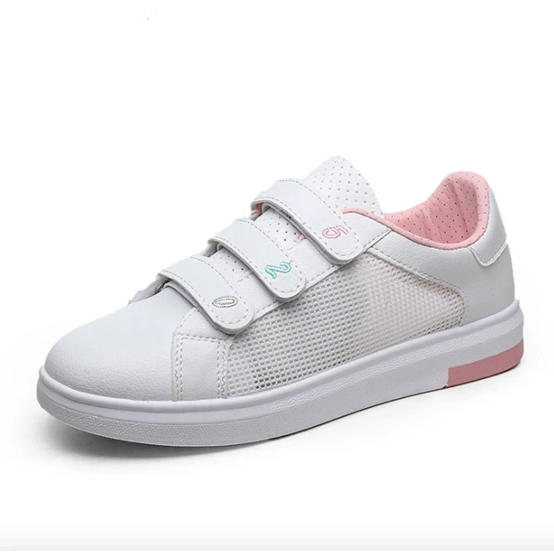 

Women Sneakers 2018 Summer Women Casual Shoes Fashion Breathable Mesh+PU Leather Flats White Casual Women Shoes