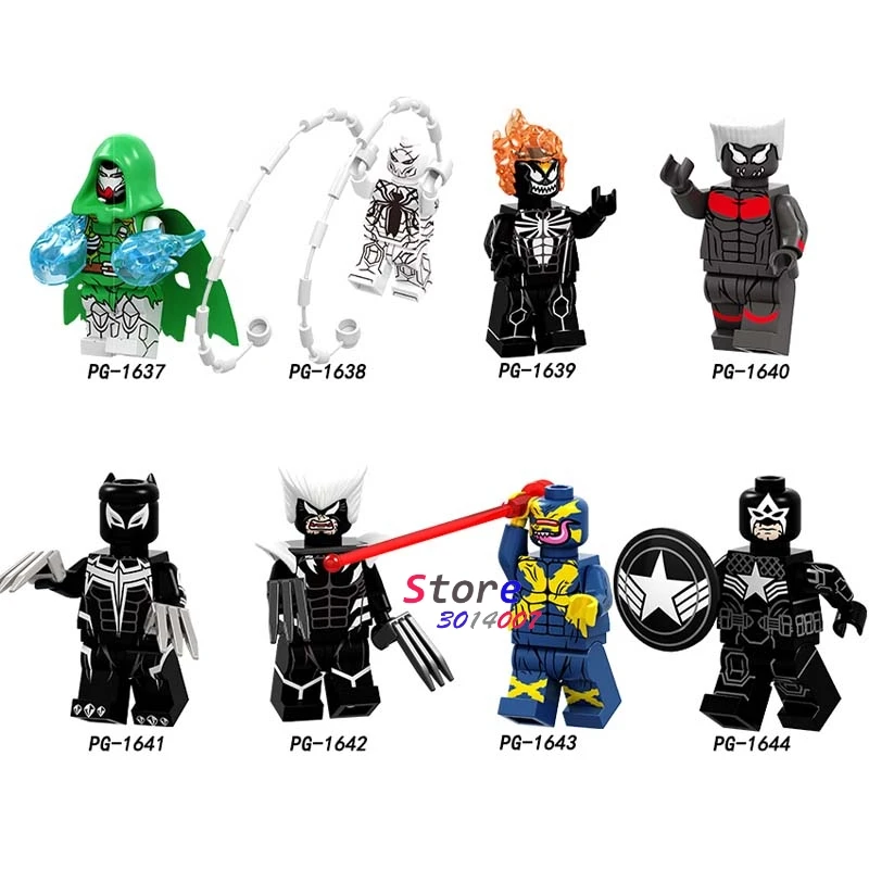 

Single Venom Doctor Doom Ghost Rider Colossus Panther Spiderman Wolverine Cyclops Figures building blocks toys for children