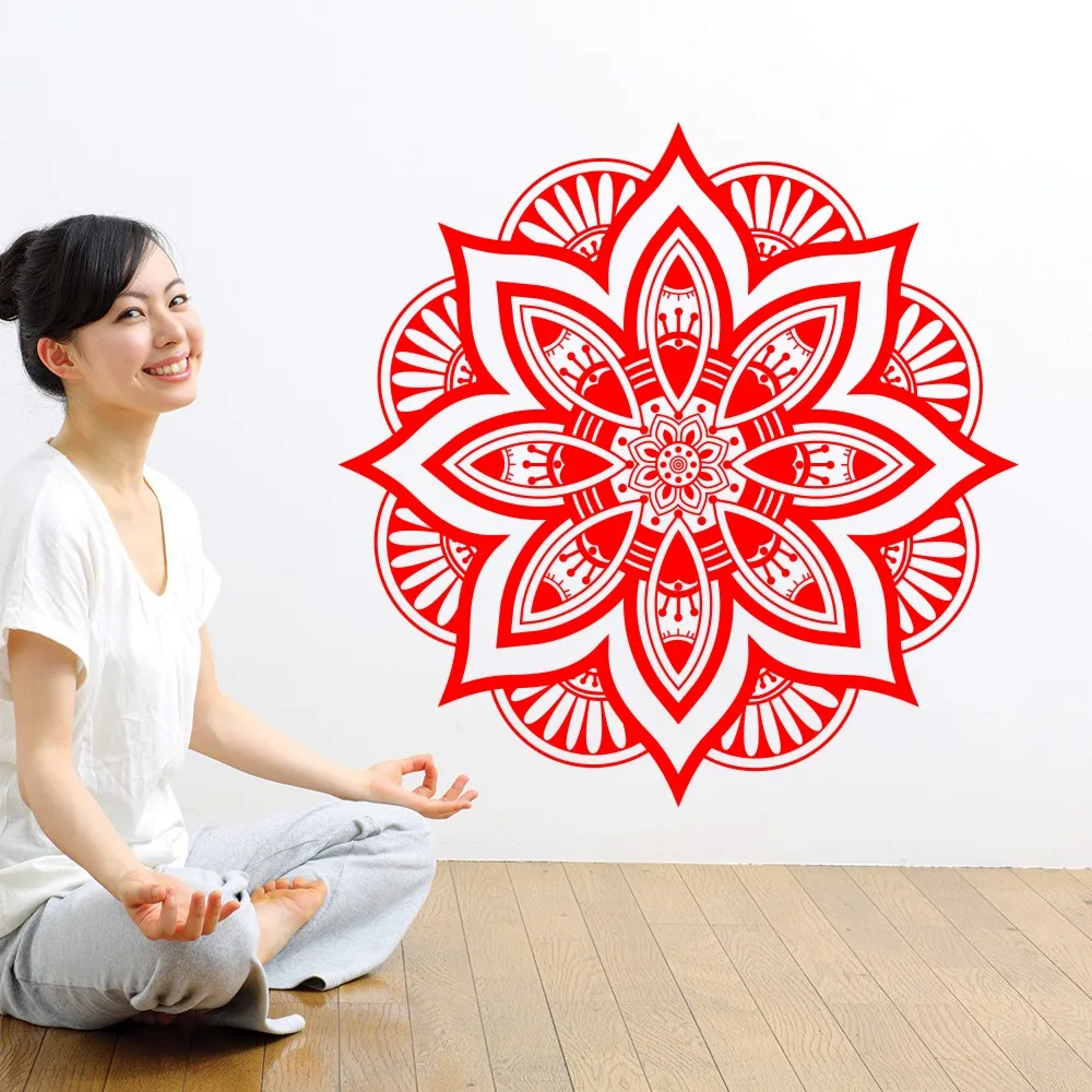 Beautiful design non-toxic PVC Mandala flower wall sticker Yoga room decals art mural decoration home decor | Дом и сад