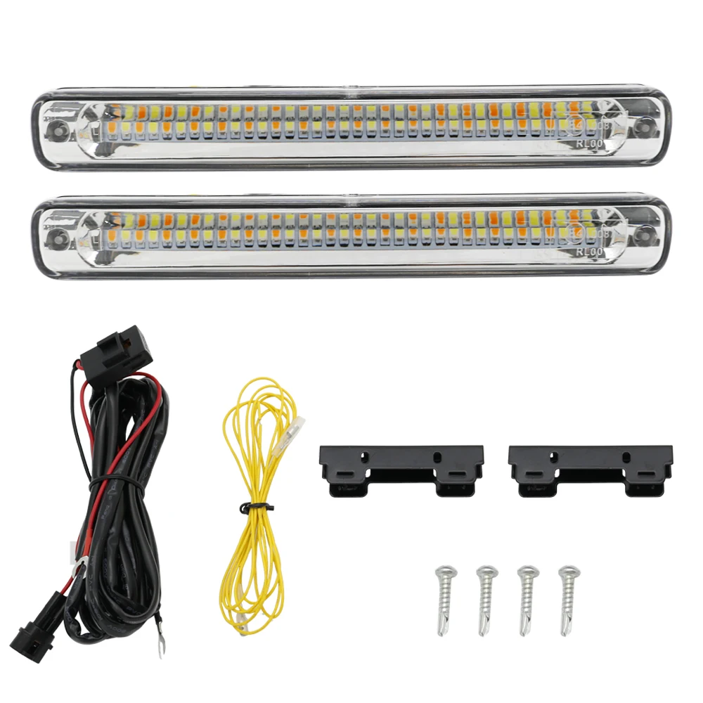 Universal DRL LED Daytime Running Lights Car Lamp External Lights Auto Waterproof Car-styling Led DRL Lamp Amber Turn Signal  (31)