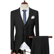 Jacket Pant Vest / 2017 Fashion Men Business Suits Three Piece Sets / Men's Wedding Dress Suit Blazers Coat Trousers Waistcoat