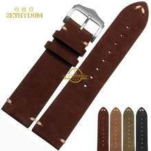 Genuine leather watchband watch strap 20 22mm woman men wristwatches band belts wristband handmade stitched leather bracelet