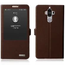Для huawei mate 9 реального натуральная кожа коровы кожа телефон case крышка природных коровьей магнит рядом окошком для huawei mate9 5.9»