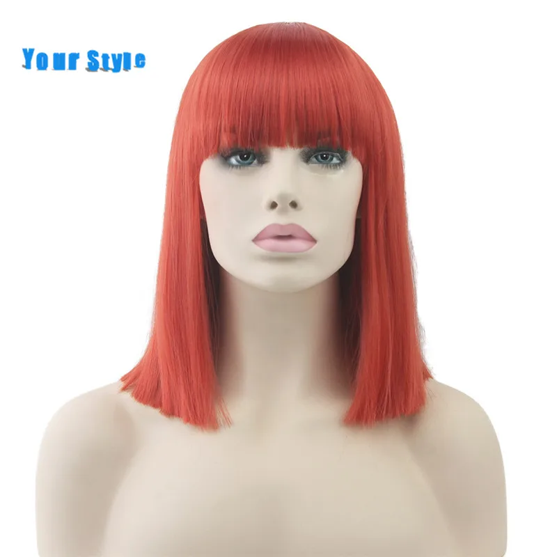 

Your Style Your Style 9 Colors Long Straight Wigs With Bangs Balck Red Blue Gray White Pink Synthetic High Temperature Fiber