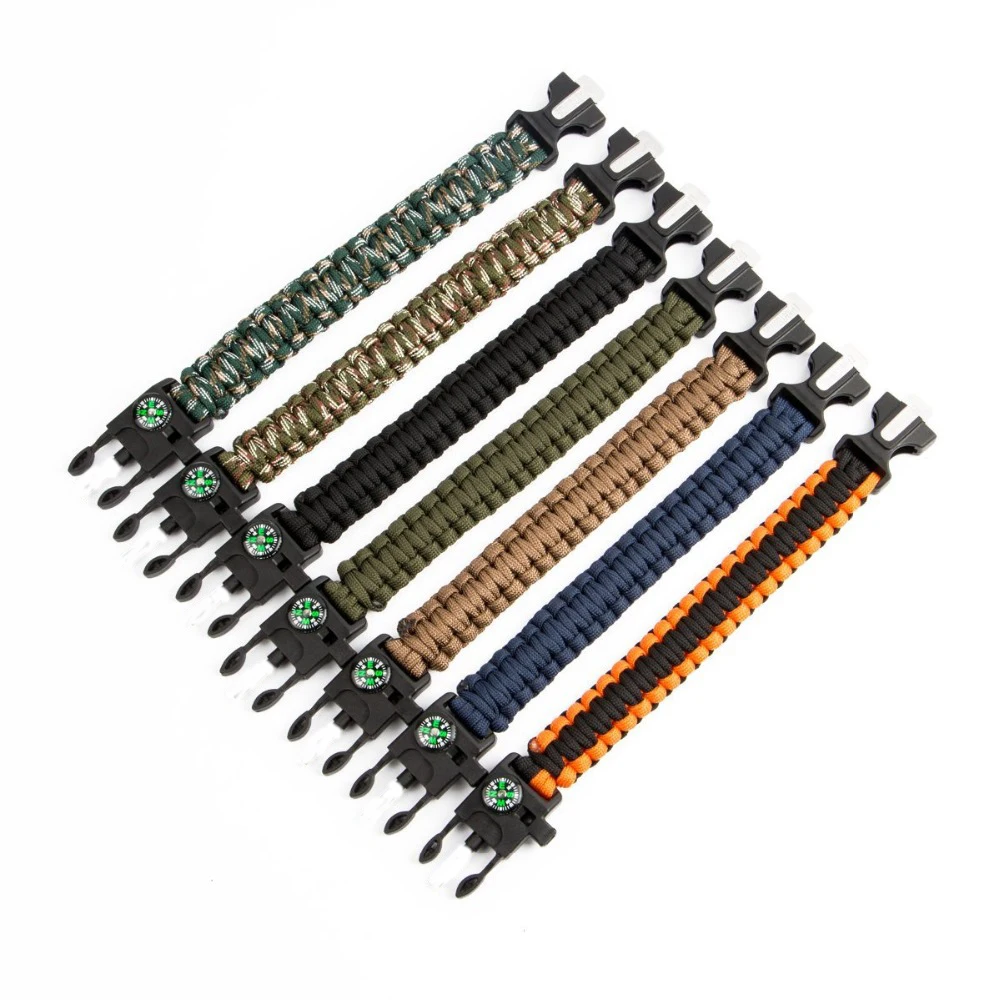 Camping tools Paracord Braided Rope 550 Camping Survival Kits Parachute Wristband Emergency Rescue Bracelet Whistle Compass (12)
