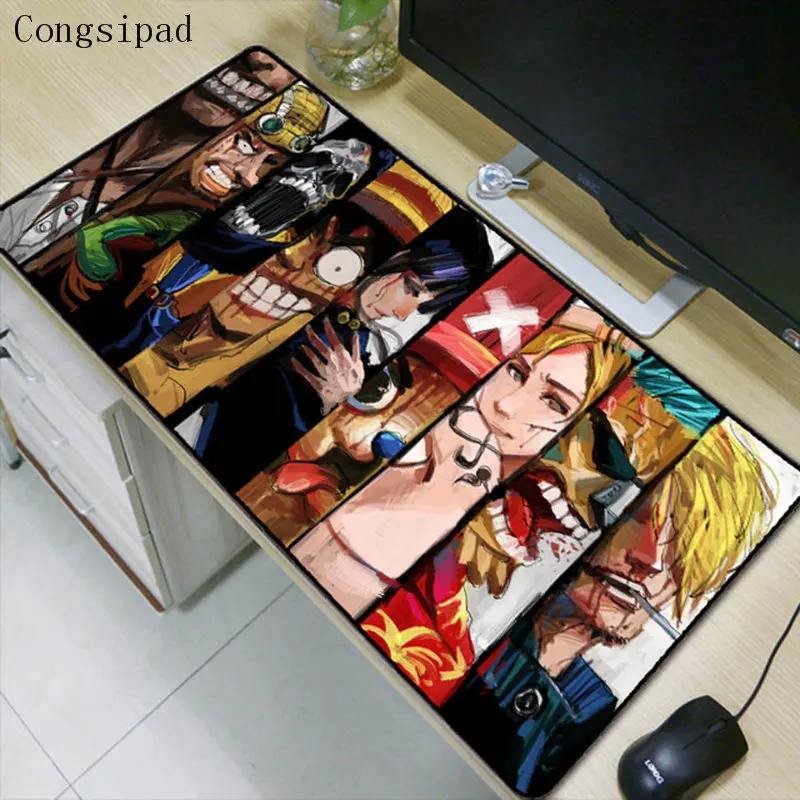 Congsipad Naruto One Piece Anime Extra Large Mouse Pad Gaming Mousepad Anti-slip Natural Rubber Gaming Mouse Mat with Lock Edge