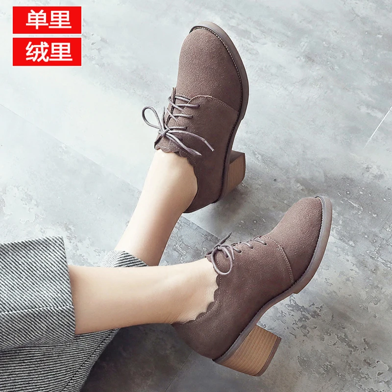 Alto Zapatos Otoño 2 Tacón Cuero Mujer 2018 4 Viento Profunda La Individuales 3 Pequeños De Nuevo Grueso Boca Con Británico 1 6wxrSU6Zq