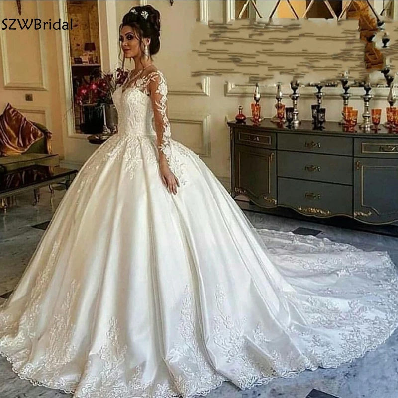 Новое поступление, мусульманское свадебное платье с длинным рукавом, бальное платье, свадебные платья, свадебное платье, vestidos de boda