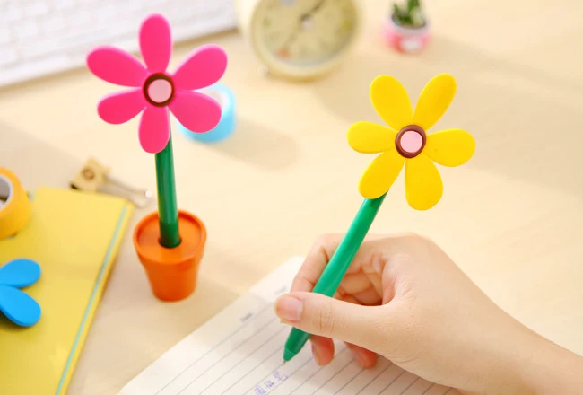 Креативная Шариковая ручка Kawaii с изображением цветов солнца в горшках для студентов, новинка, канцелярские принадлежности, школьные украшения, 1 шт