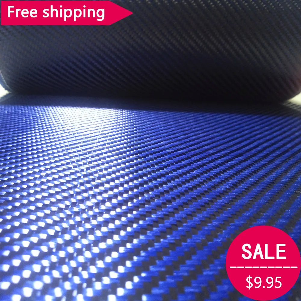 

Free shipping Blue Kevlar & 3K Carbon fiber mixed Fabric 12" / 30cm wide 2x2 Twill Carbon Kevlar Aramid fiber cloth 200gsm 1100D