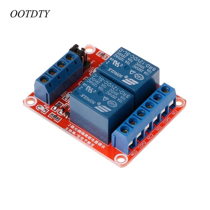 

OOTDTY 12V 2 Channel Relay Module with Optocoupler Isolation Supports High and Low Trigger