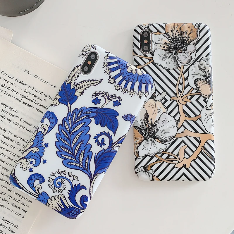 

Luxury flower petals phone case for iphone XS Max X XR soft tpu case for iphone 7 8 6 6S Plus Floral Case Coque Funda