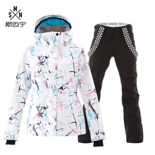 Женский лыжный костюм, зимняя Лыжная для открытого воздуха, костюм, ветронепроницаемое, водонепроницаемое, дышащее, теплое нижнее белье, куртка+ штаны, лыжные комплекты