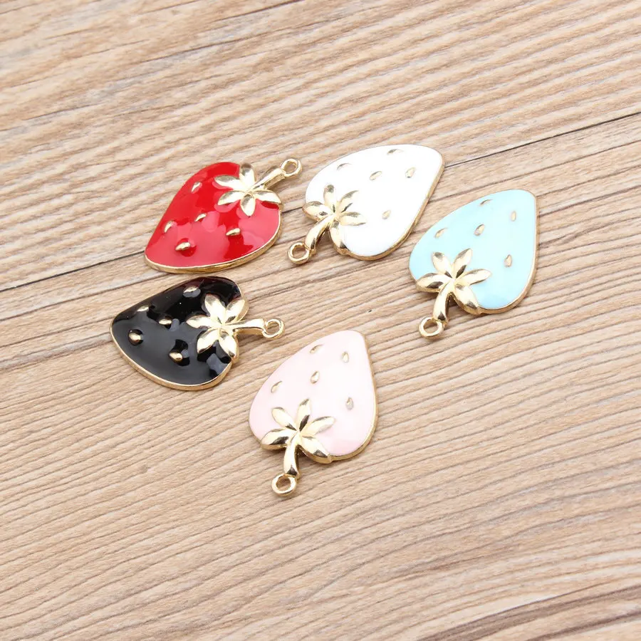 

Free Shipping 21*30MM Enamel Alloy Fruit Strawberry Necklace Pendants DIY Jewelry Findings Ornament Accessory Oil Drop Charm