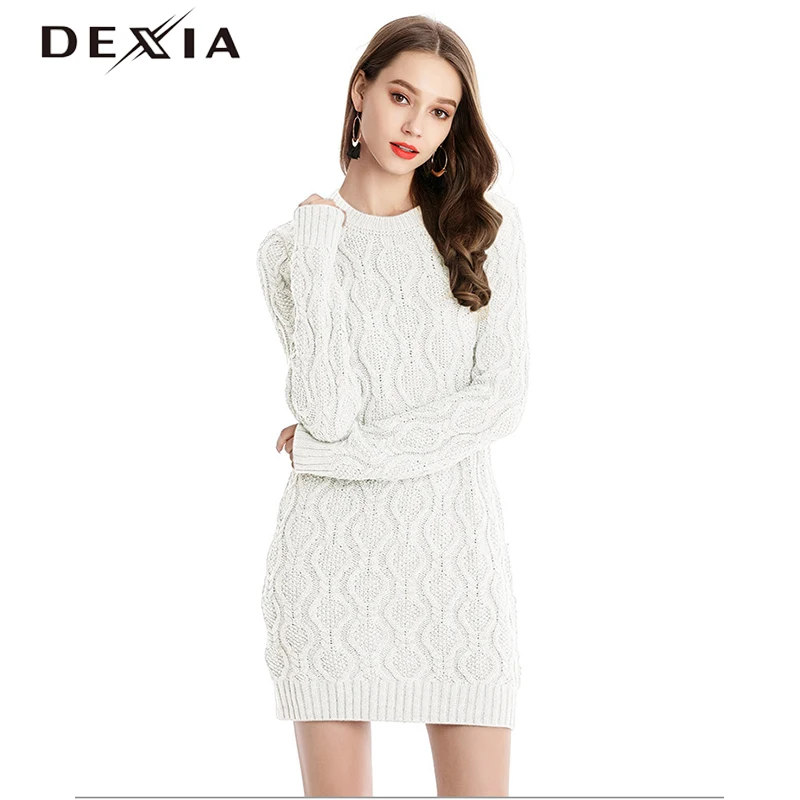 

Dexia Spring Plus Size 3XL Sweater Dress Female Bohemian Beach High Waist Long Sleeve Winter Women Autumn Party A-Line