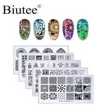Biutee 5 pçs/set Retângulo Prego Carimbar A Placa Nail Art Stamping Placa Imagem DIY Stamp Template Stencil Prego Kits de Ferramentas(China)