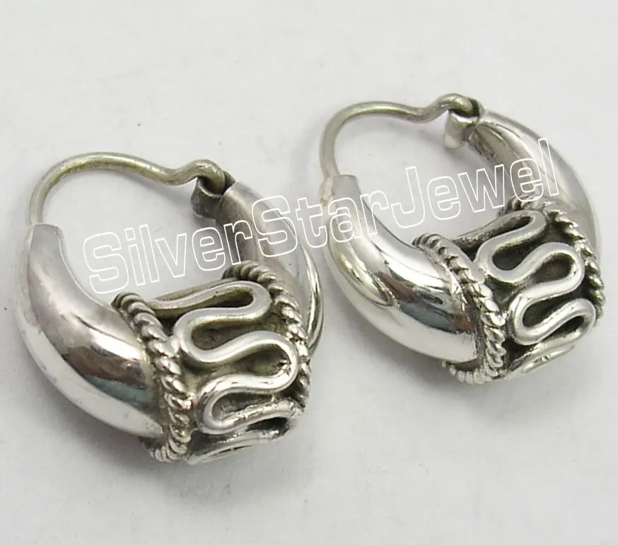 

Silver Designer Plain dangle Earrings 3.2CM