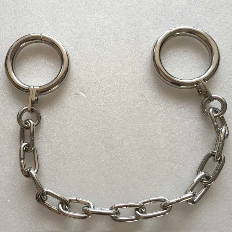 Stainless steel long chain leg irons ankle cuffs metal bondage restraint slave bdsm fetish legcuffs shackles sex toys for adults