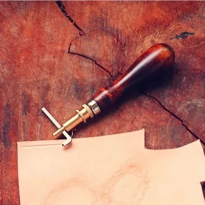 

DIY Johnleahter Craft Hardware Adjustable Sitching Groover Brass Tool Head Steel Metal Blade With Wooden Handle