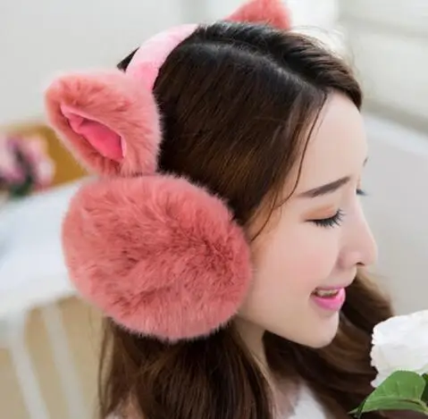 SuperB&G плюшевые Женская зимняя обувь Earmuff теплый наушники для девочек наушники искусственного меха кролика уха дизайн защита ушей наушники - Цвет: F