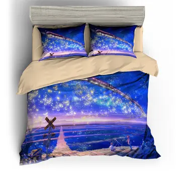 

D Digital Printing Custom-made Quiet and Peaceful Dusk Magic Train, Giraffe on the Bank, Duvet Cover Sets