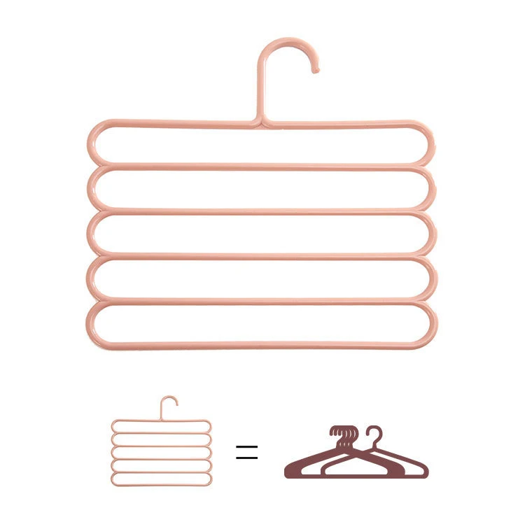 5 Layers Non-slip Racks Hangers Multi-functional Scarf Tie Wardrobe Hanger Skid Trousers Hanger Clothes Hanger Pants Support-6-10
