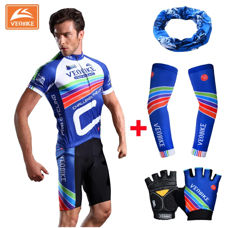 VEOBIKE Brand Pro Cycling Jersey Full Set Bike Uniform Cycle Shirt Ropa
