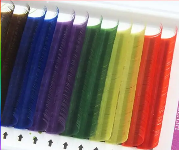 

12Rows/Set 6Colors Natural False Eyelash Extension Mixed Rainbow 0.1mm Colorful Makeup Tools